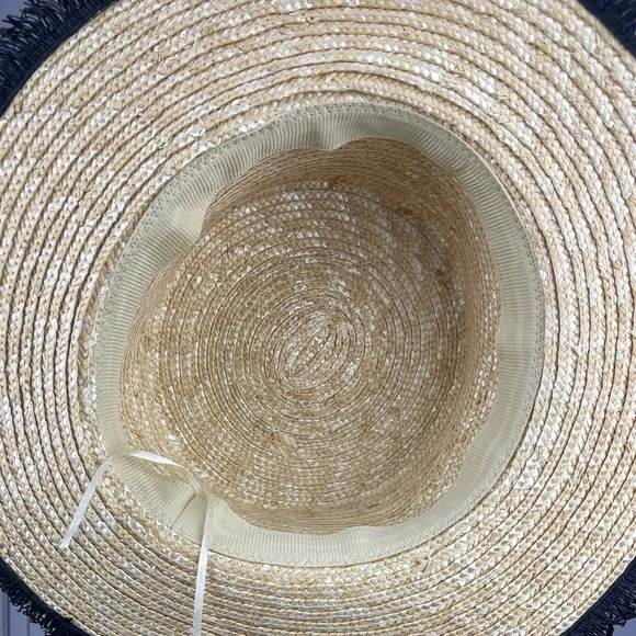 CHANEL Woven Hat with Black and Red Trim - Picture 6 of 6